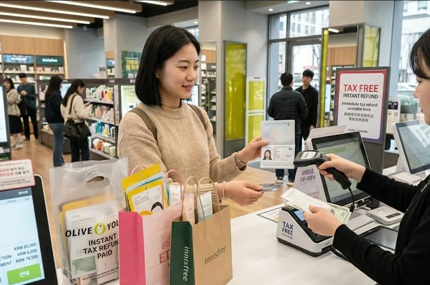 会計時の即時還付をイメージした運営者提供の参考画像。写っているブランドや店舗への推奨ではなく、実際の手続き・料金の証拠としては使用していません。